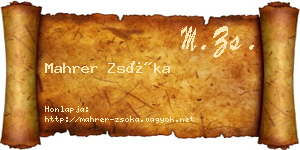 Mahrer Zsóka névjegykártya